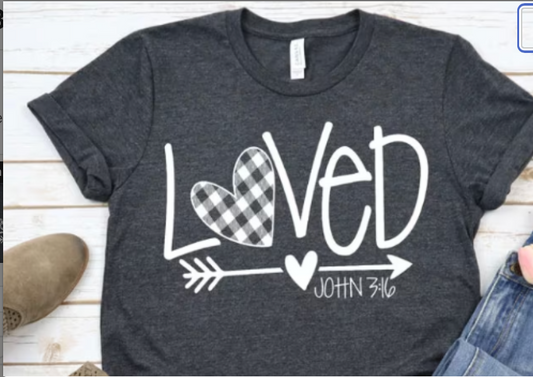 Loved Plaid Heart John 3:16 Shirt