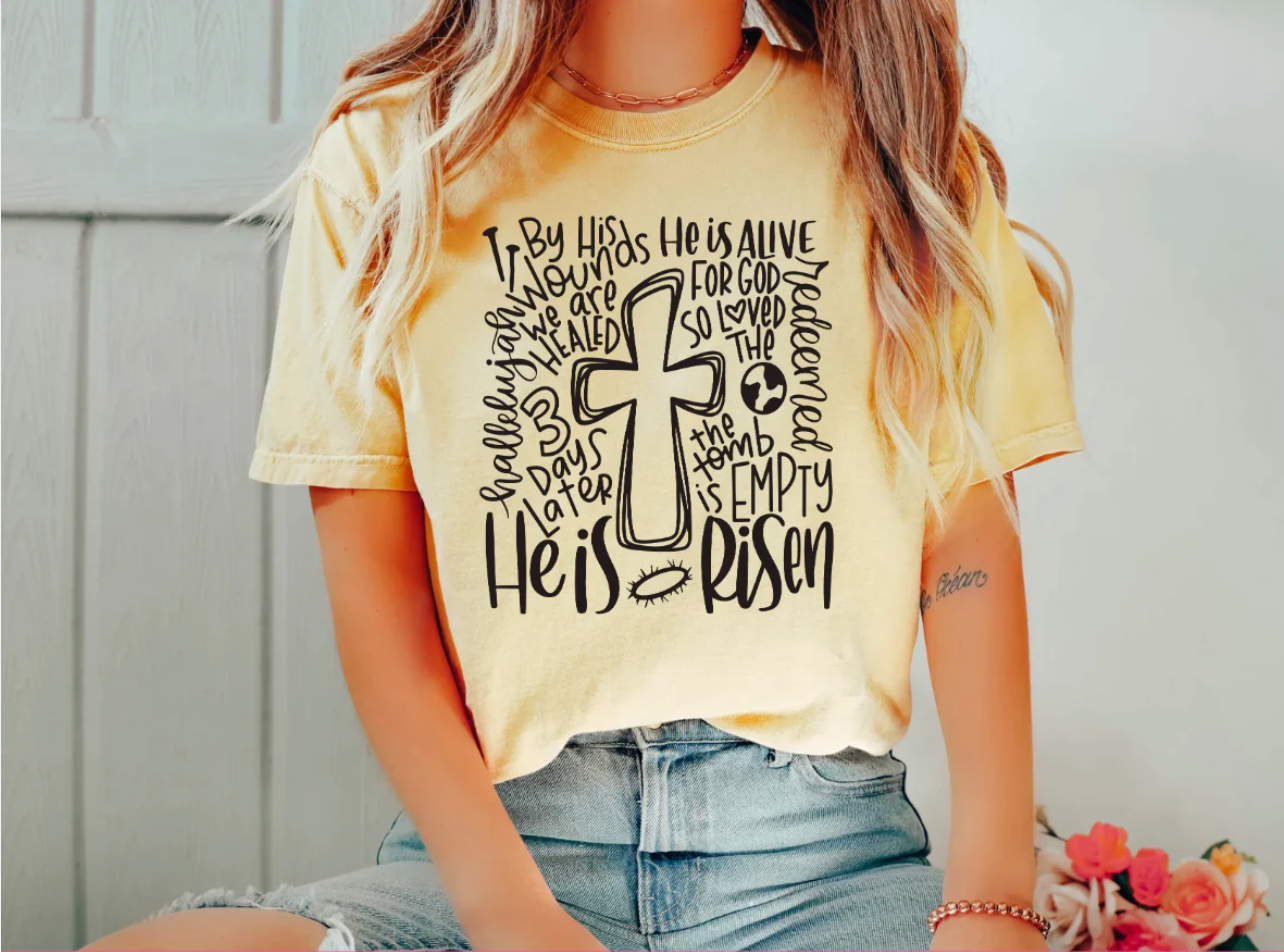 He Is Risen Typogragraphy Shirt