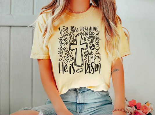 He Is Risen Typogragraphy Shirt