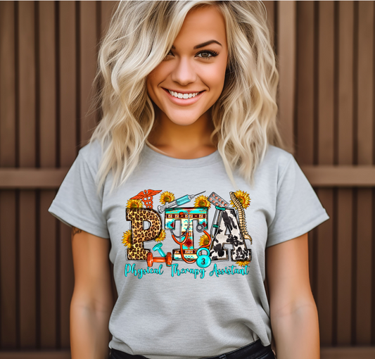 Physical Therapy Assistant Shirt (Cow & Leopard Print)