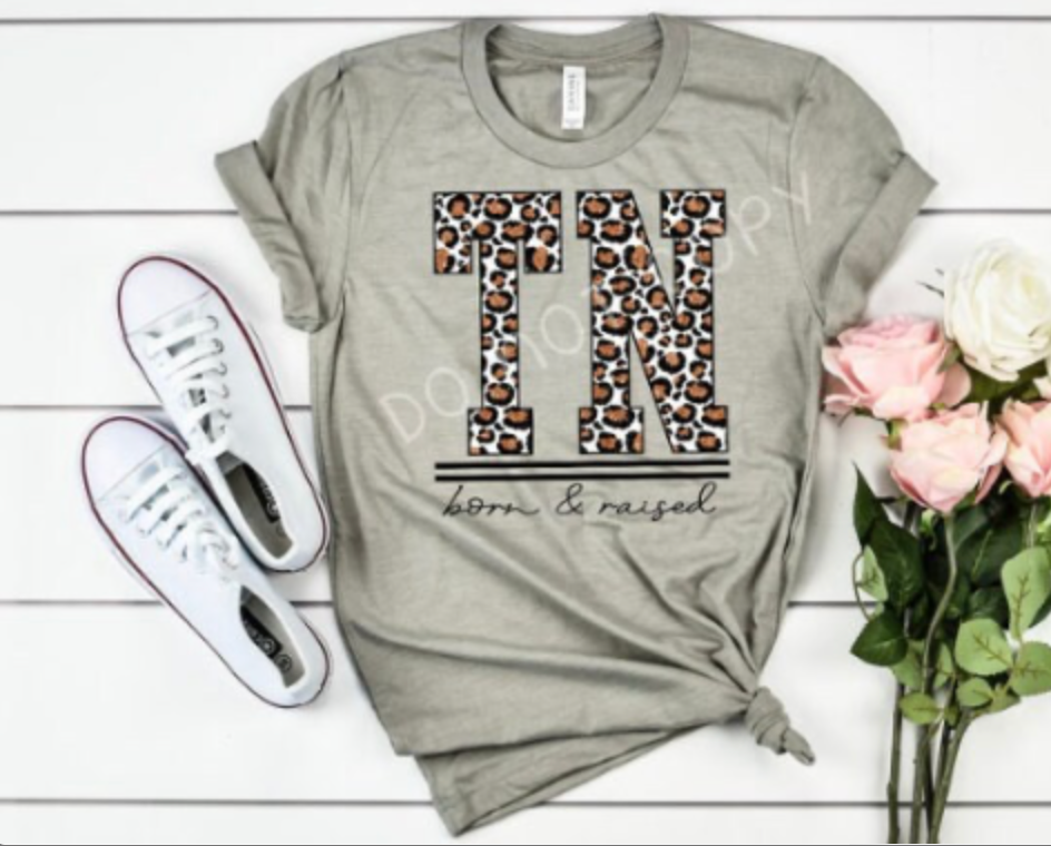 Tennessee born & raised leopard shirt