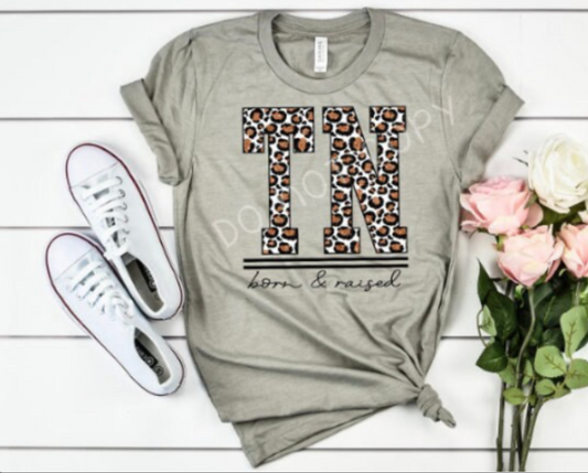 Tennessee born & raised leopard shirt
