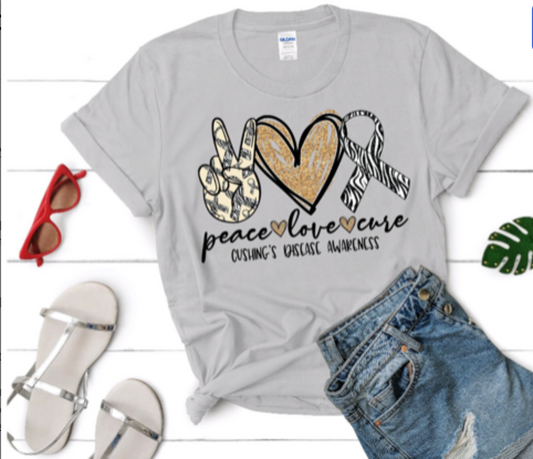 Peace love cure Cushing's disease awareness shirt